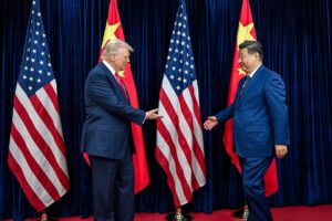 President Donald Trump Greets Chinese President Xi Jinping Before A Bilateral Meeting At The Gimhae International Airport Terminal (54890669768)