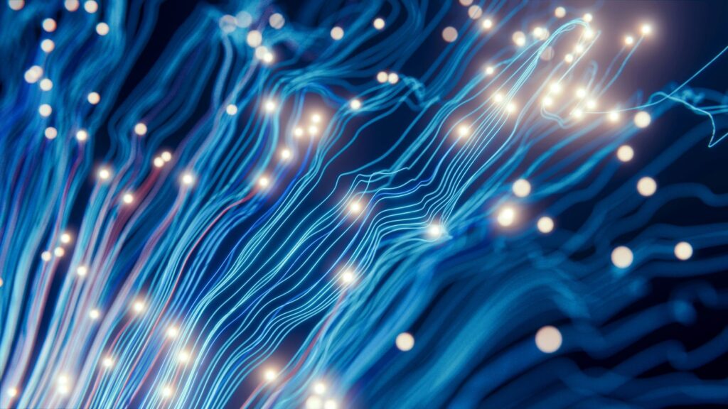 Blue fiber-optic light strands